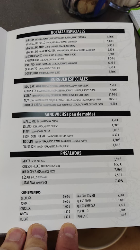 Frankfurt Nou Bar — Carta