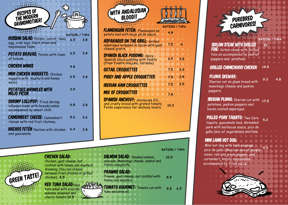 ZABOR FETEN - Restaurante, Bar y Tapas en Torremolinos — Carta