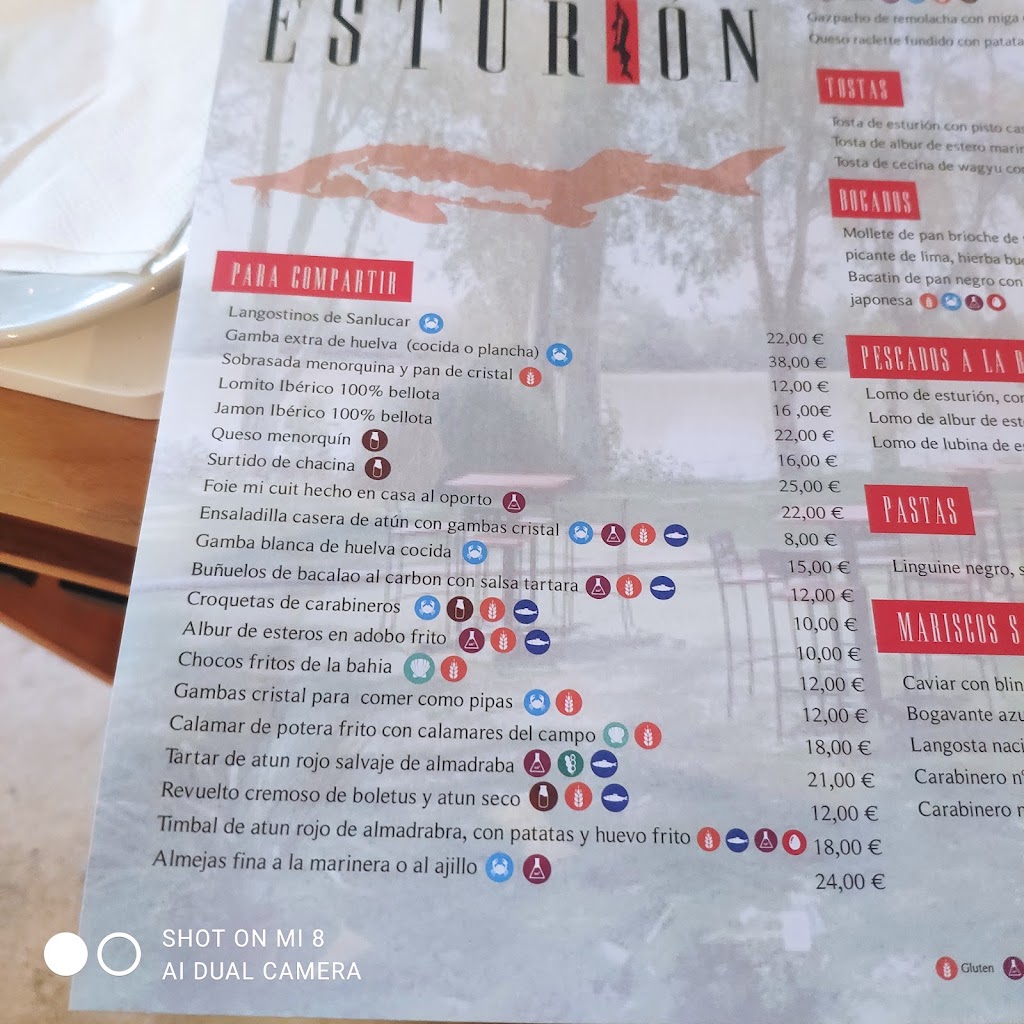 Restaurante Esturion — Carta