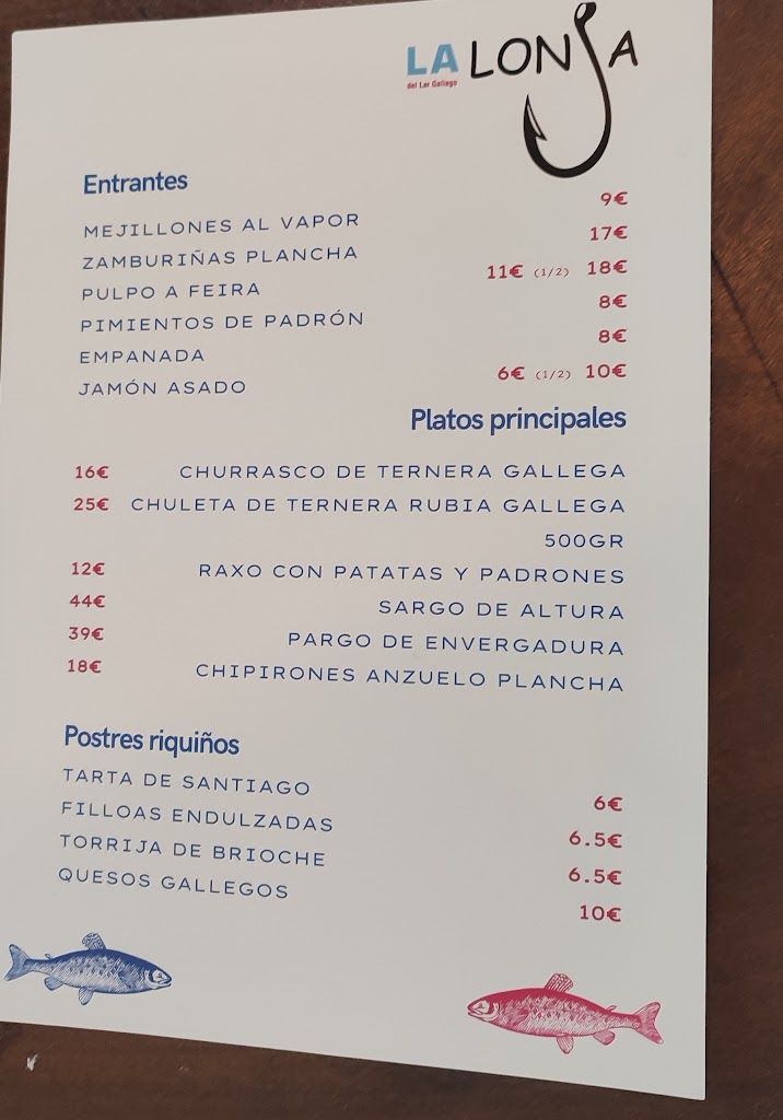 La Lonja del Lar Gallego — Carta
