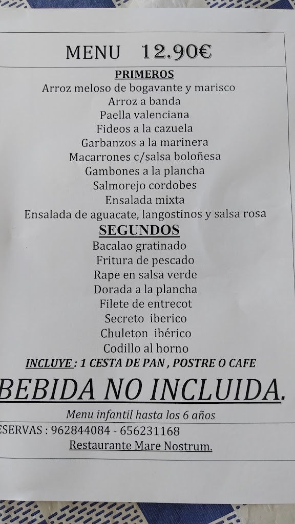 Mare Nostrum Restaurante — Carta