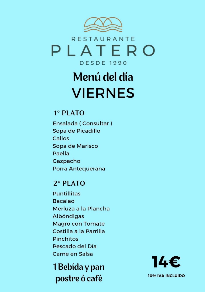 Restaurante Platero — Carta