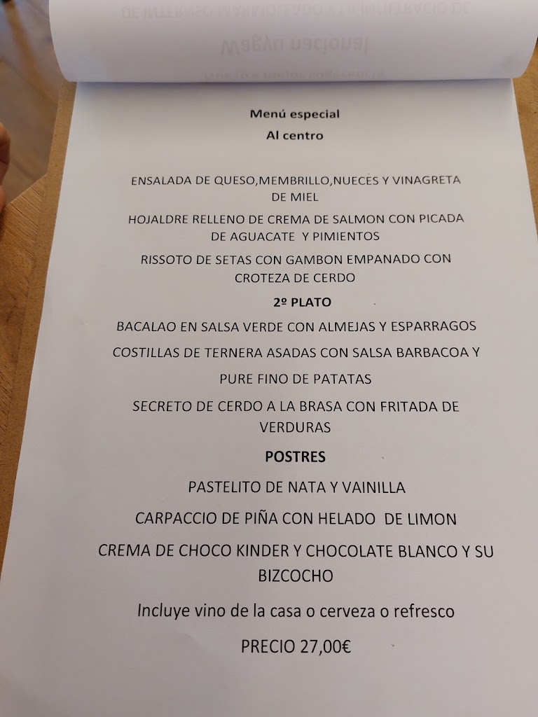 Restaurante Asador Jani — Carta