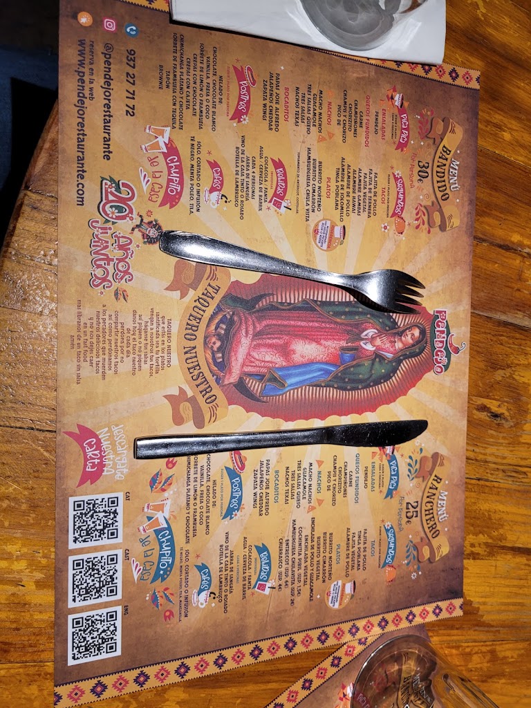 Pendejo Restaurante — Carta