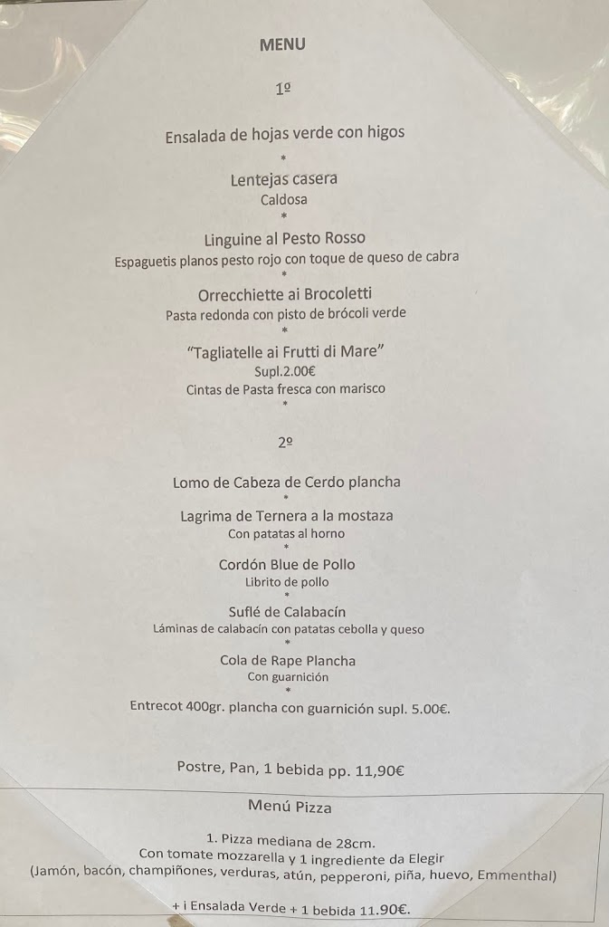 Pizzeria Tratoria Anabell — Carta