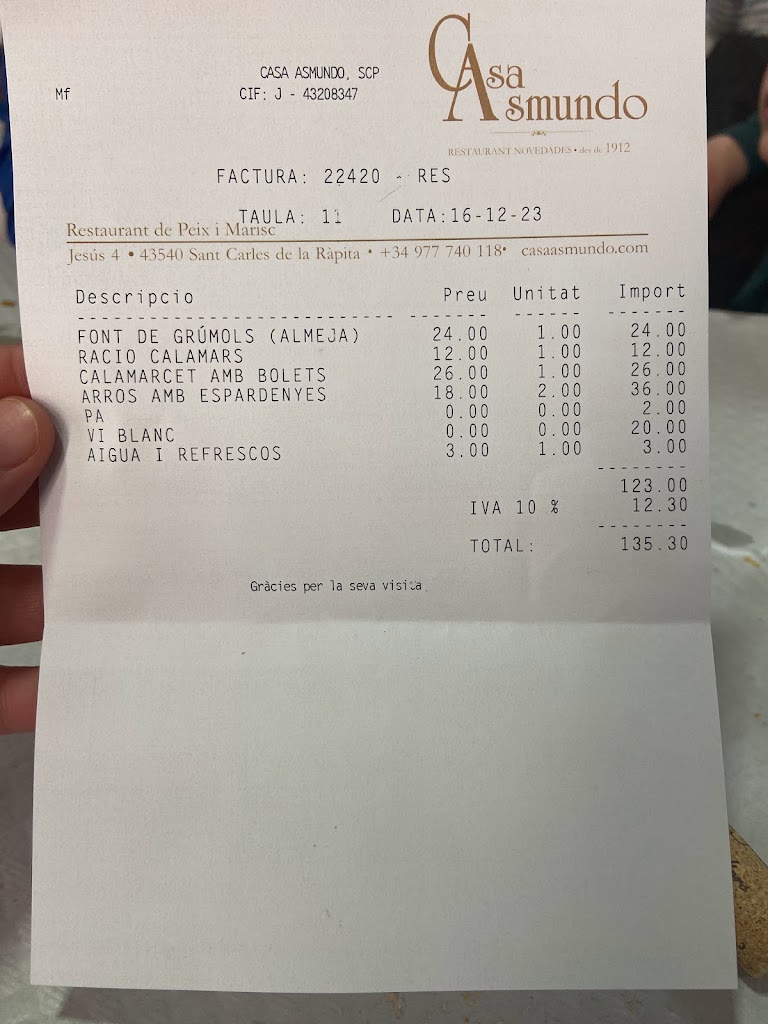 Restaurant Casa Asmundo — Carta
