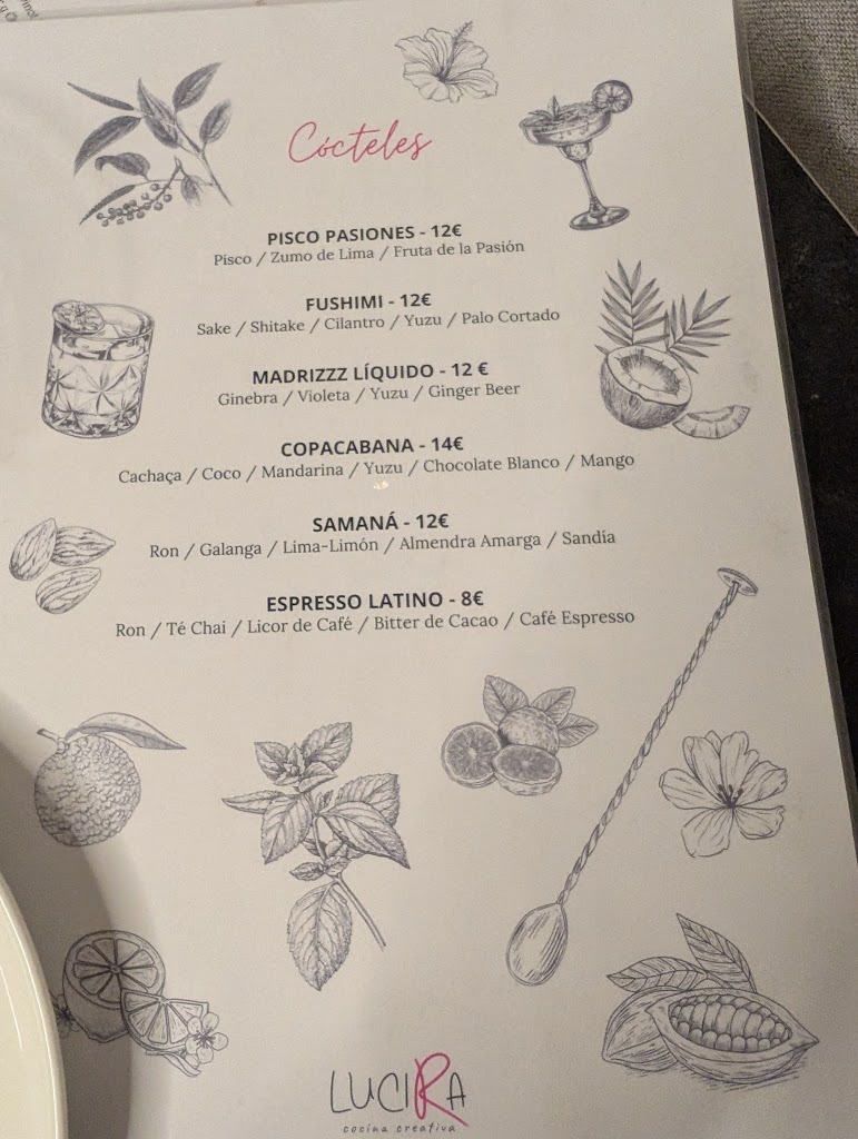 Lucira Restaurante — Carta