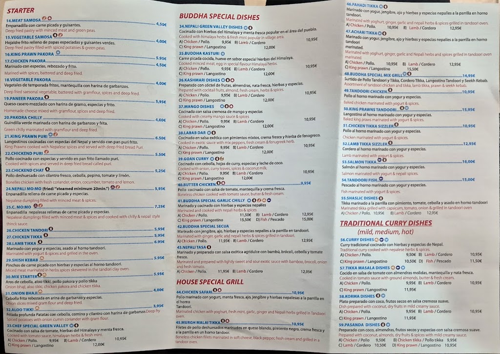 Buddha Castle Restaurant — Carta
