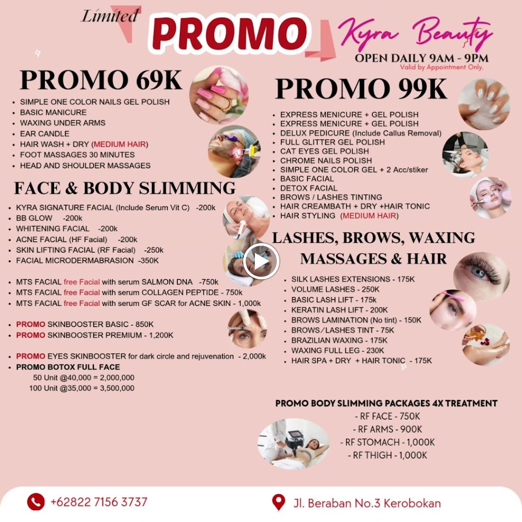 Kyra Beauty Salon Bali Lashes Nails Waxing Hair Facial