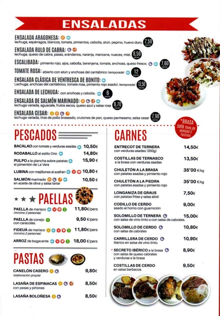 Restaurante Campo de Tiro — Carta