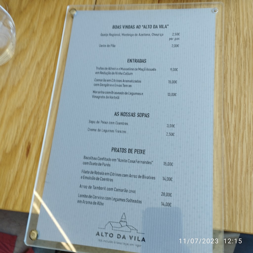 Alto da Vila — Carta