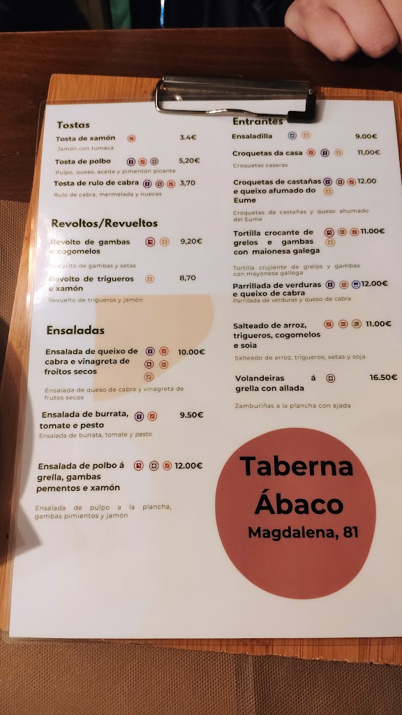 Taberna Abaco — Carta