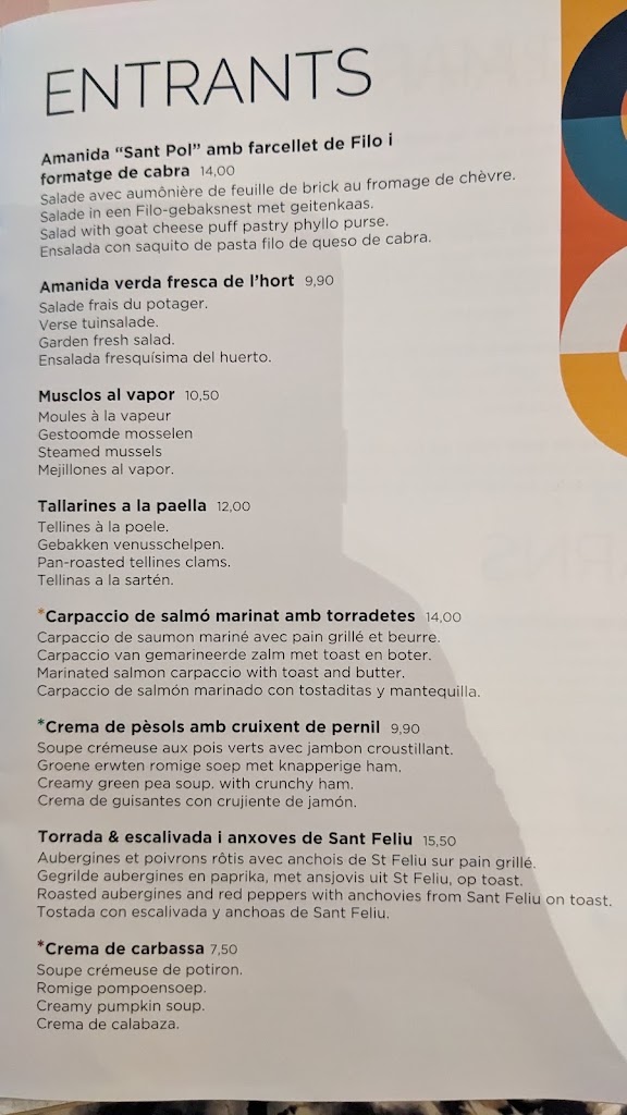 Restaurant El Petit Pol — Carta