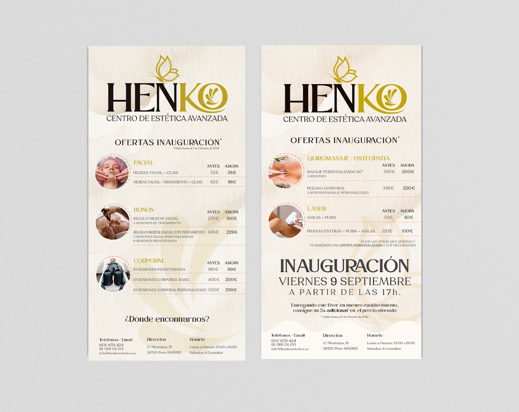 Centro de Estetica Avanzada HENKO — Carta