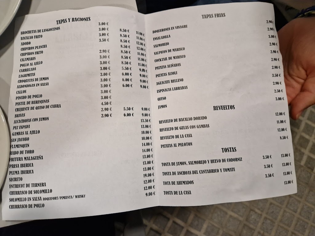Restaurante La Alcarraza — Carta
