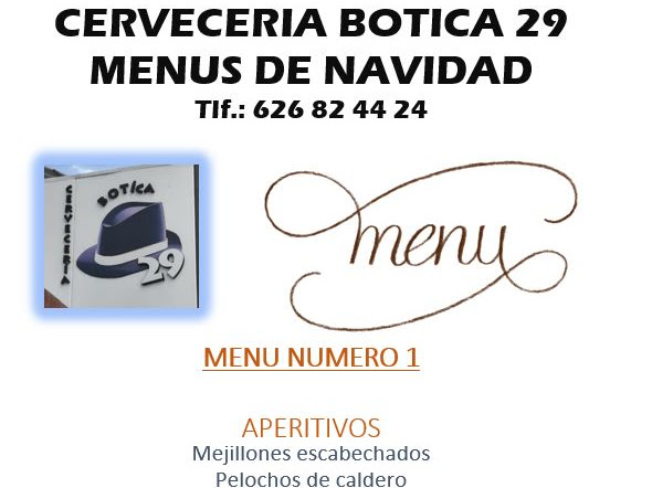 Cerveceria Botica 29 — Carta