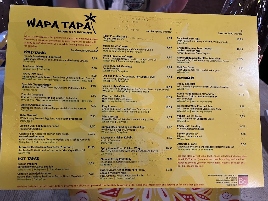 WAPA TAPA — Carta
