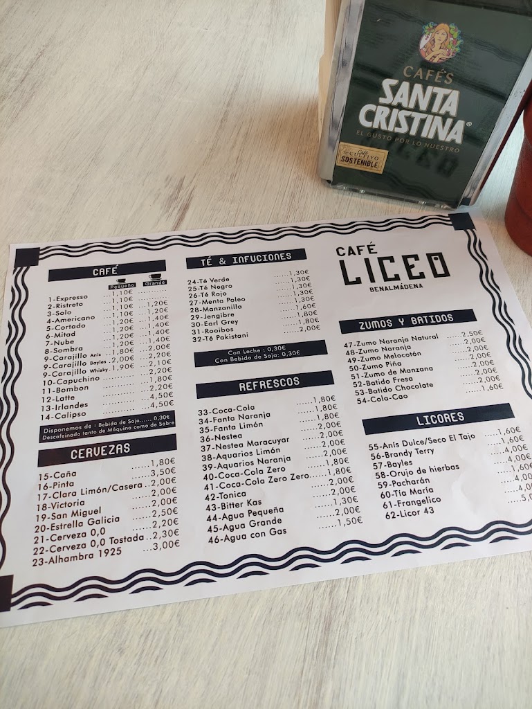 Cafe Liceo — Carta