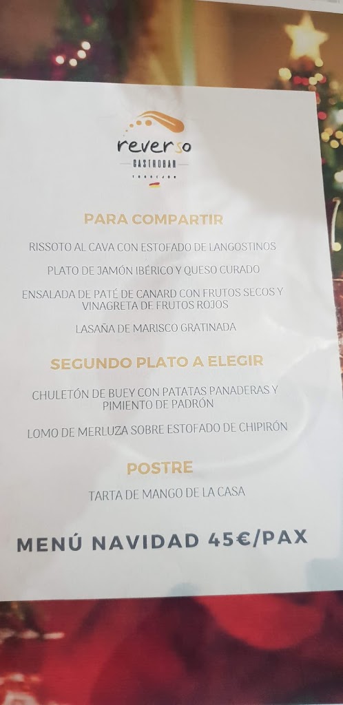 Reverso Gastrobar — Carta