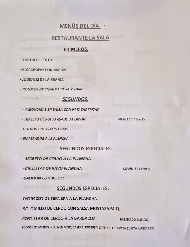 Restaurante La Sala - menu mas barato en Valdemoro — Del propietario