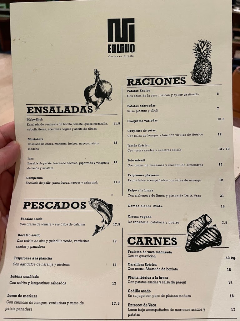 Restaurante Envivo — Carta