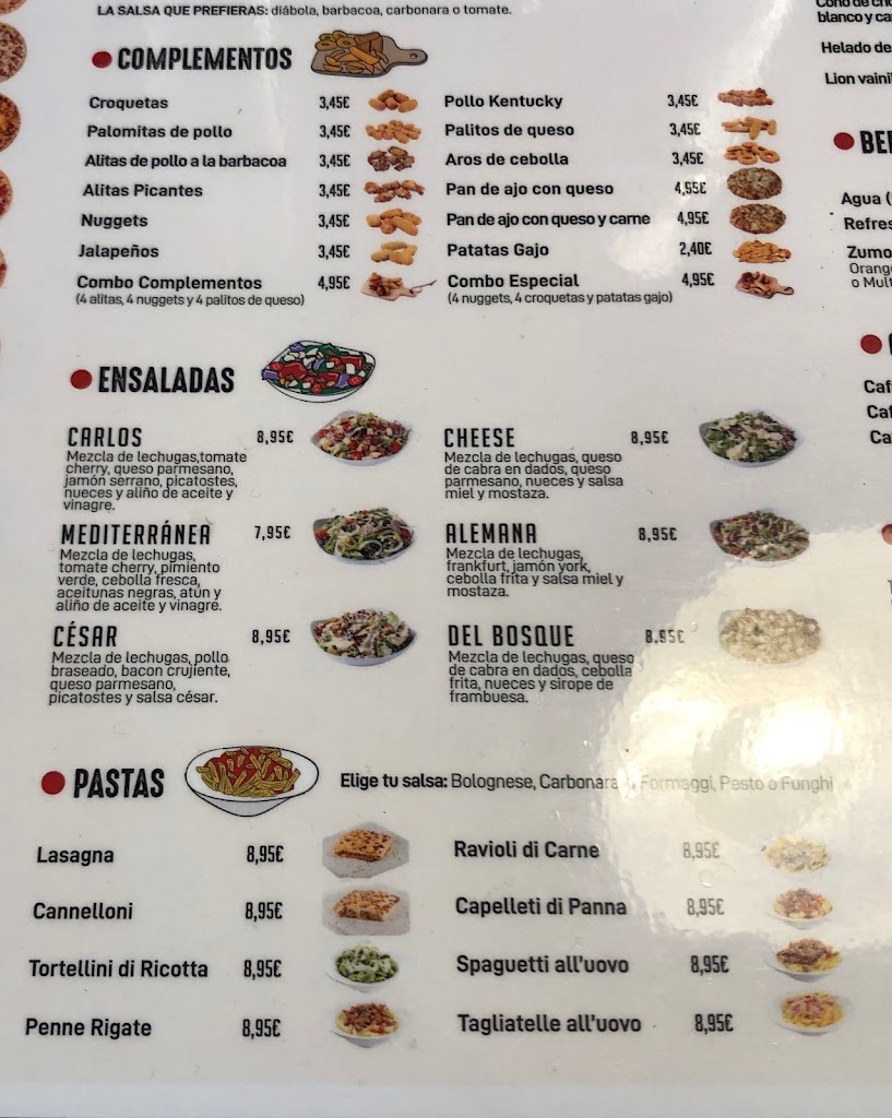 Pizzeria Carlos El Prat — Carta
