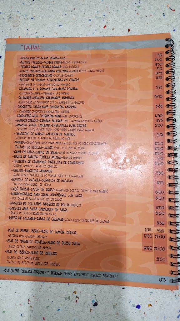 Cafeteria Bocateria Bel & Tin — Carta