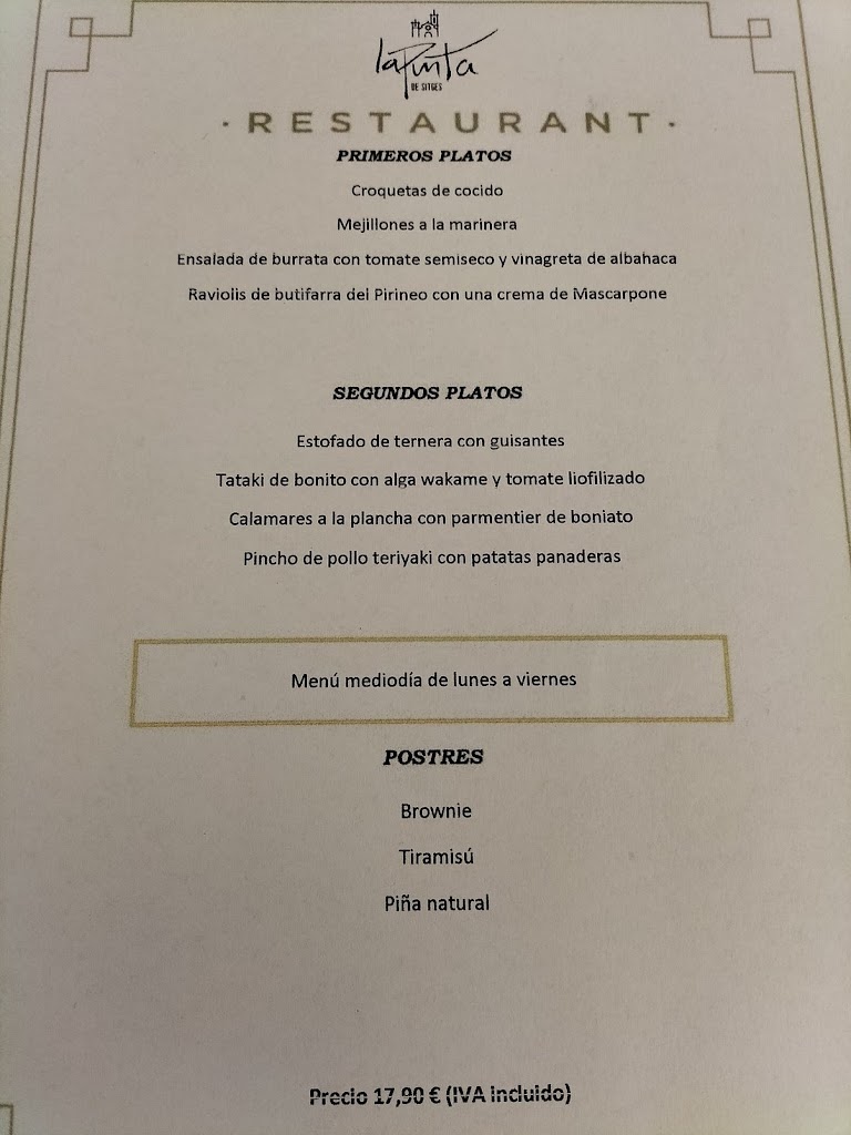 La Punta De La Guineu Restaurante — Carta