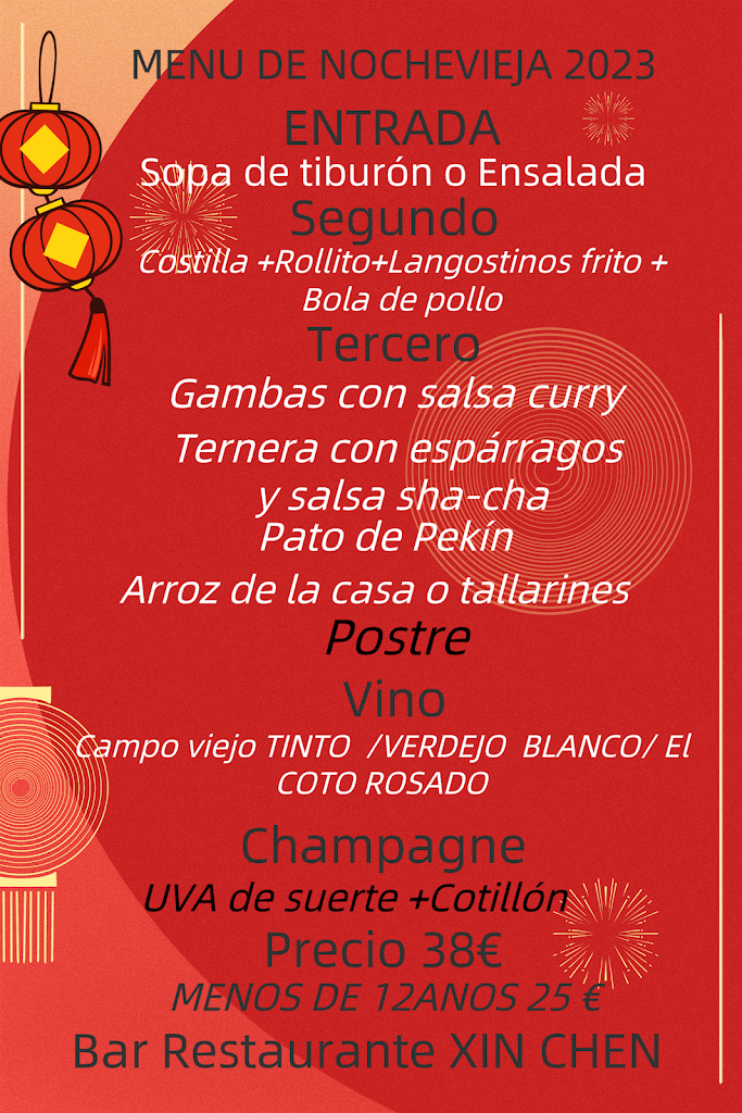 Bar restaurante xin-chen — Carta
