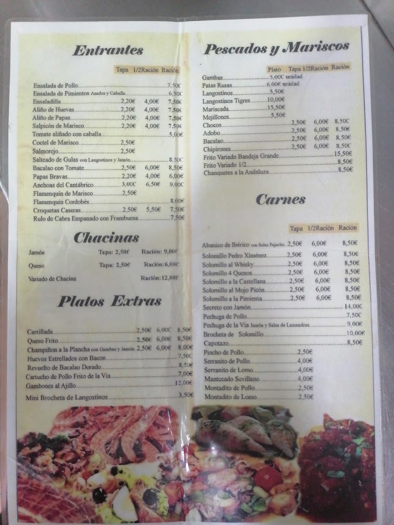 Bar La Via — Carta