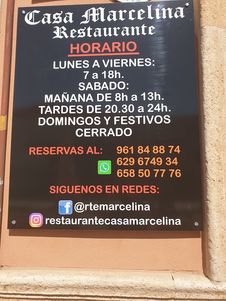 Restaurante Casa Marcelina — Carta