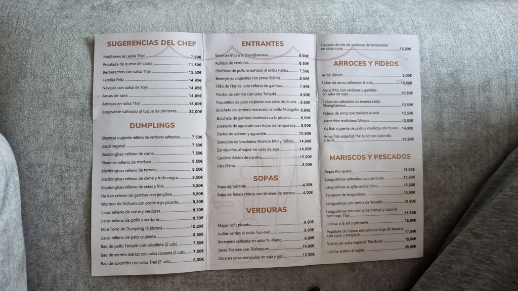The Bund Chinese Cuisine — Carta