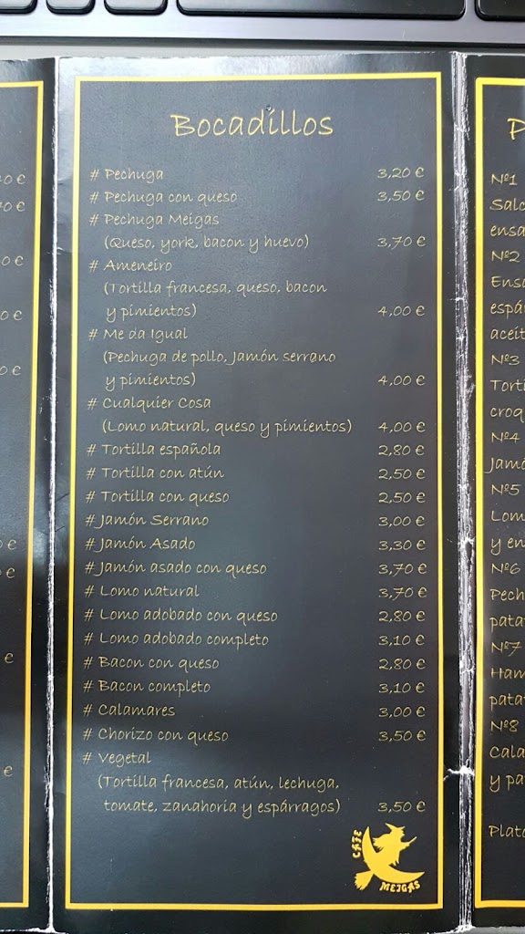 Cafe Bar Meigas — Carta
