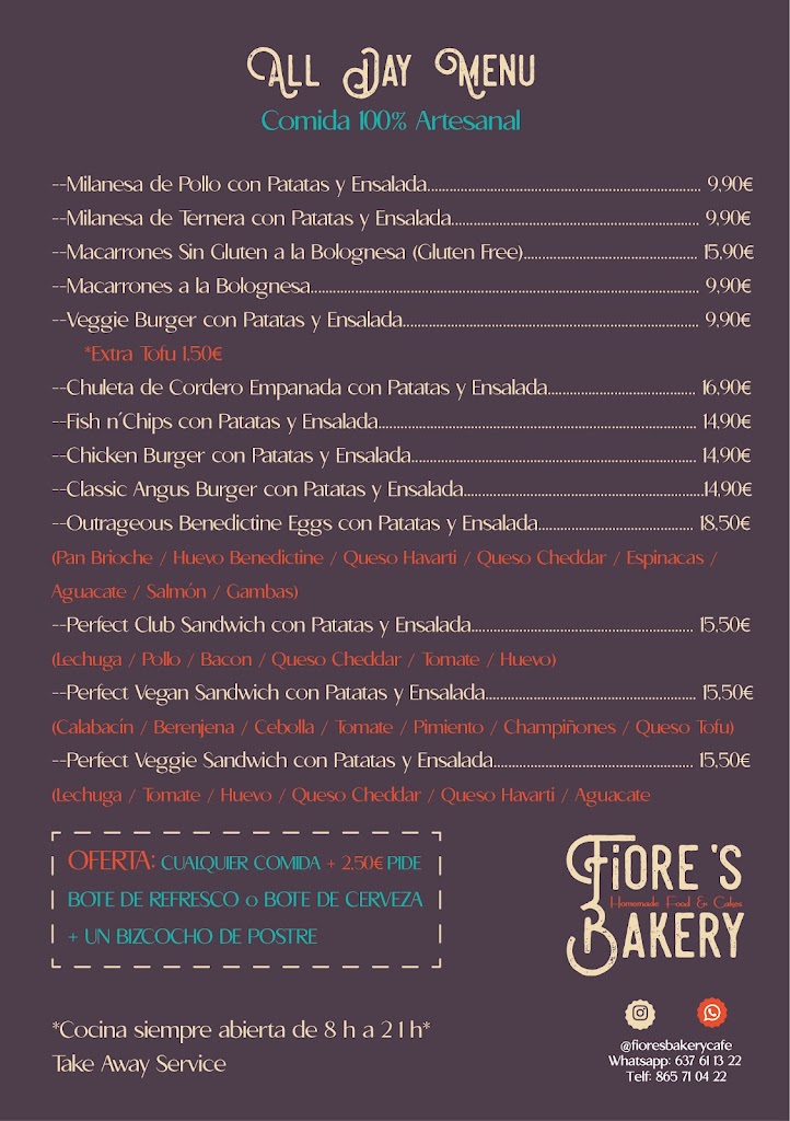 Pasteleria Fiore's Bakery — Carta