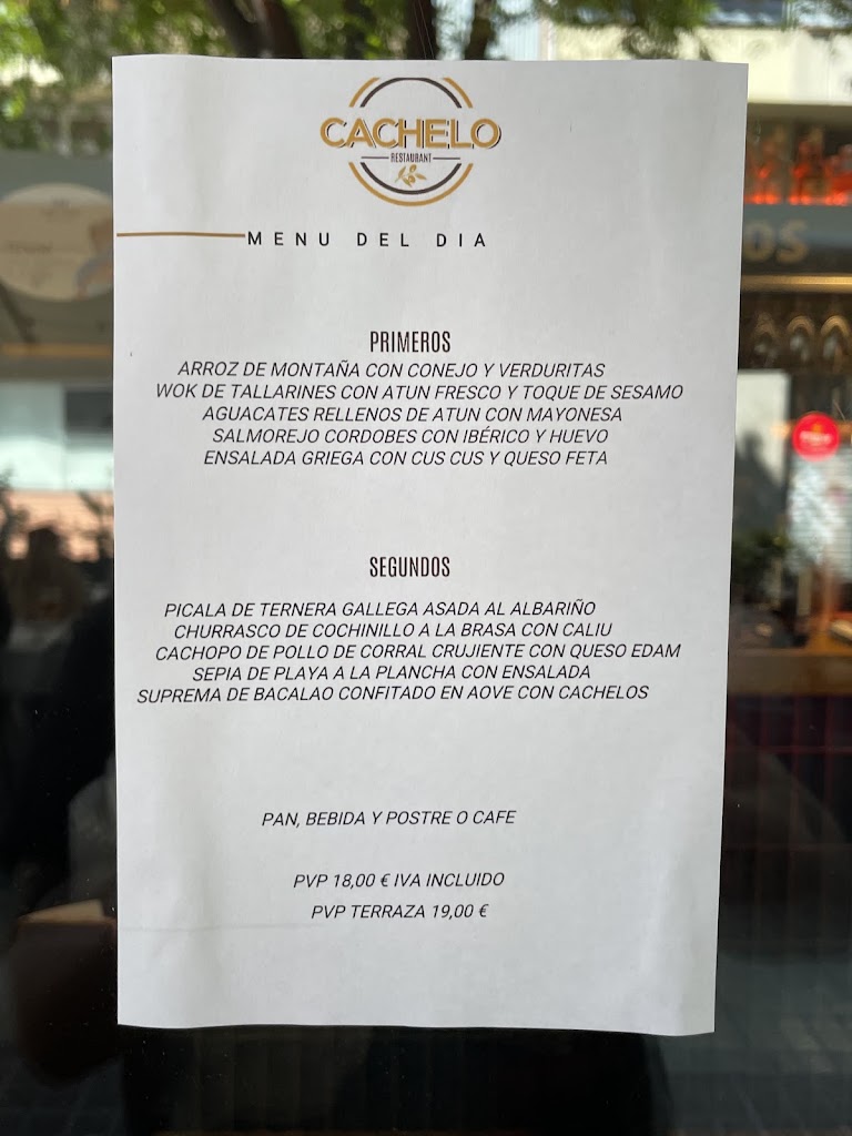 Cachelo Restaurante — Carta