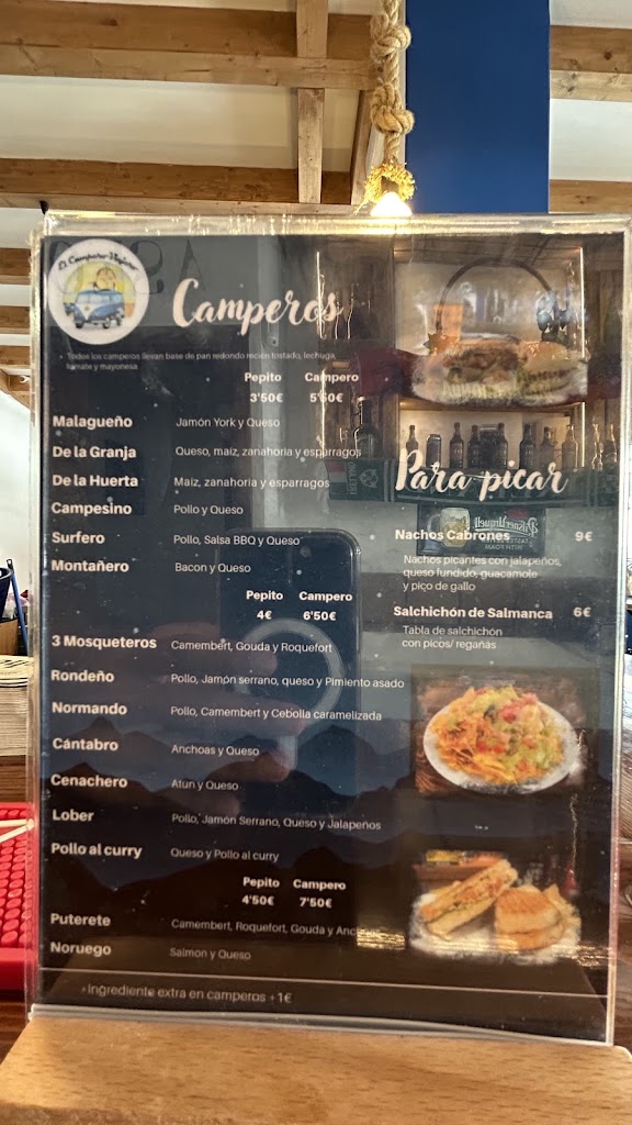 Restaurante El campero viajero — Carta
