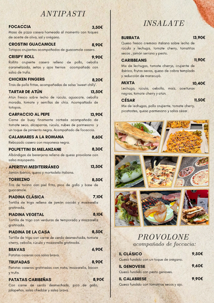 Restaurante pizzeria caribbeans — Carta