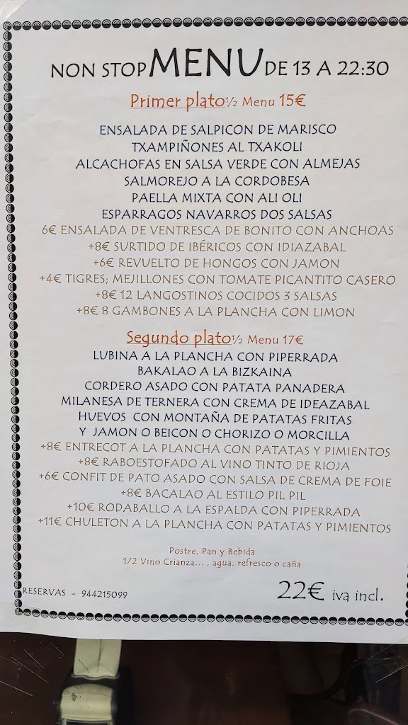 RESTAURANTE MARINELA — Carta