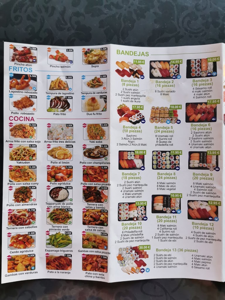 Restaurante mishi mishi — Carta