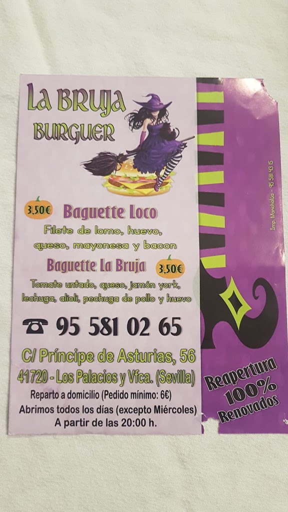 Burguer La Bruja — Carta