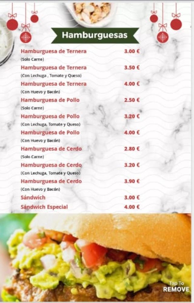 Bar el PORTON de Molina — Carta