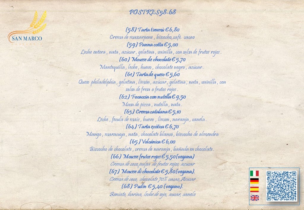 Trattoria San Marco — Carta