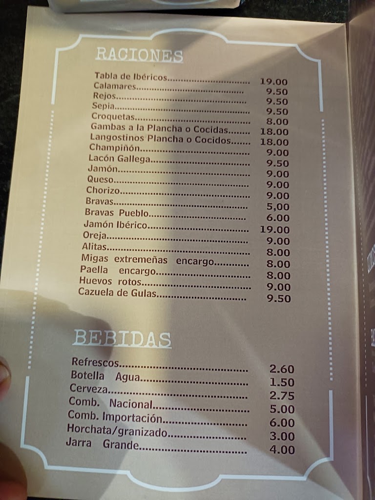 Cafeteria Stela — Carta