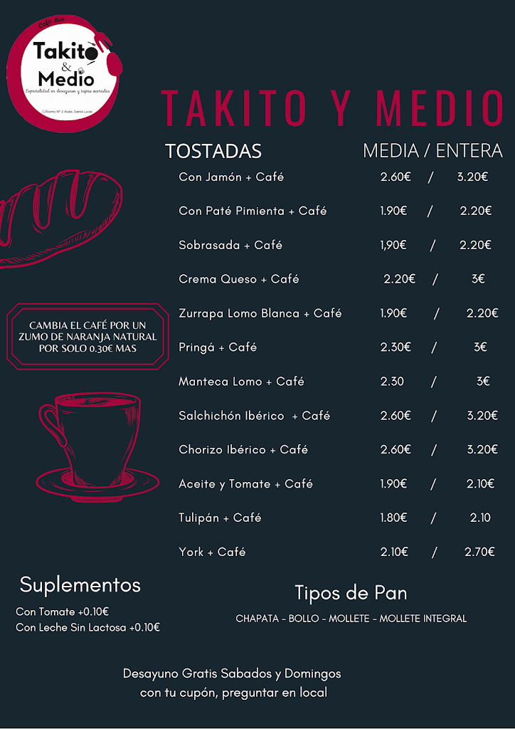 Restaurante Takito y medio — Carta