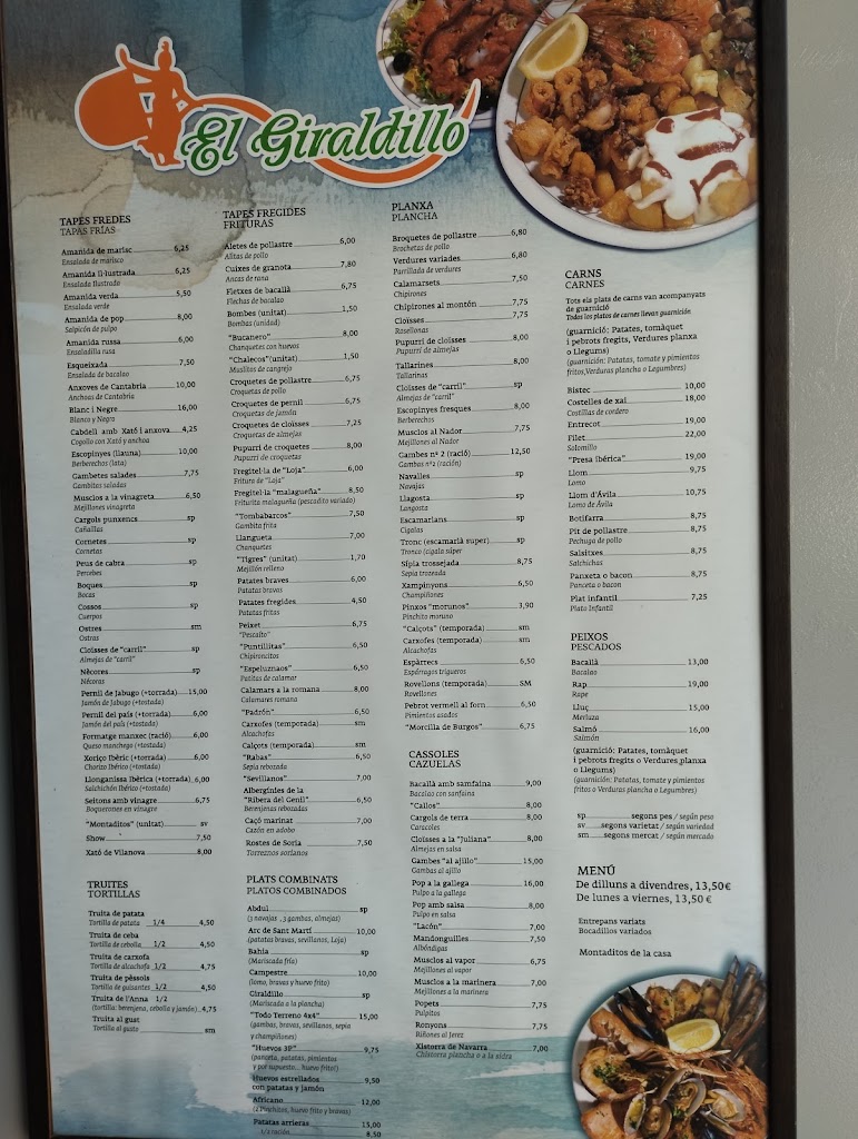 Bar Restaurante El Giraldillo — Carta