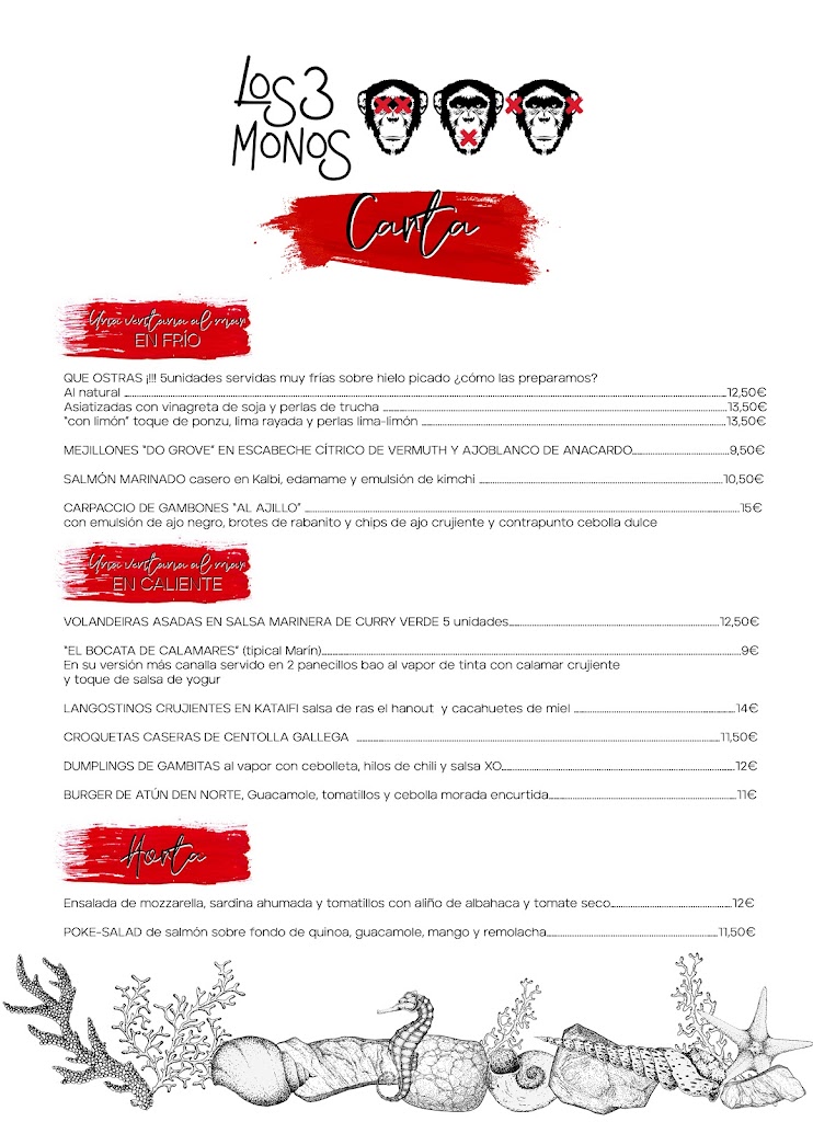 Los 3 Monos Aguete — Carta
