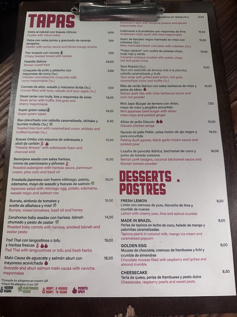 OMBU Paseo del Borne — Carta