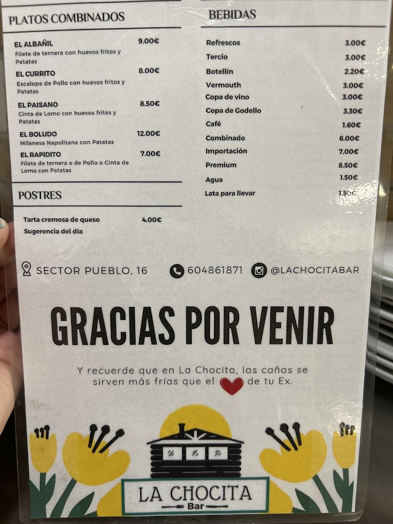 La Chocita Bar — Carta