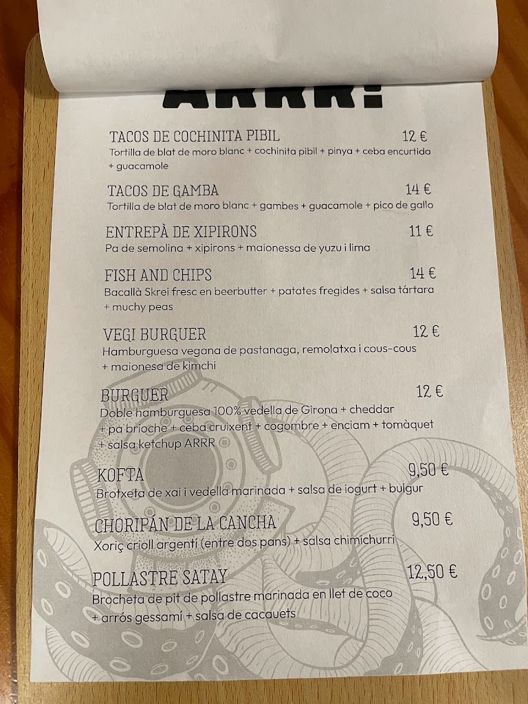 ARRR! Street food Calella — Carta