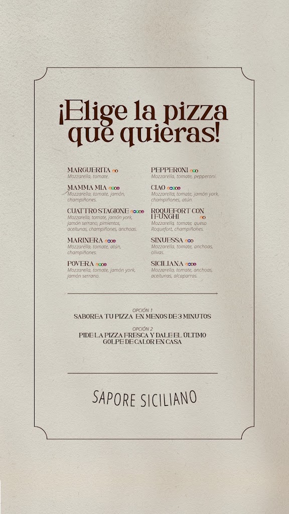 Sinuessa Pizza — Carta